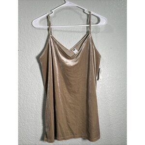 Old Navy Top Womens S Brown Velvet Tank‎ Top V Neck Slinky Fairy Whimsigoth Y2K